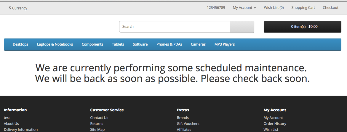Cart  2 Maintenance message