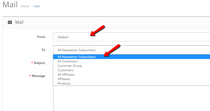 Cart  2 Send Mass Mail to groups